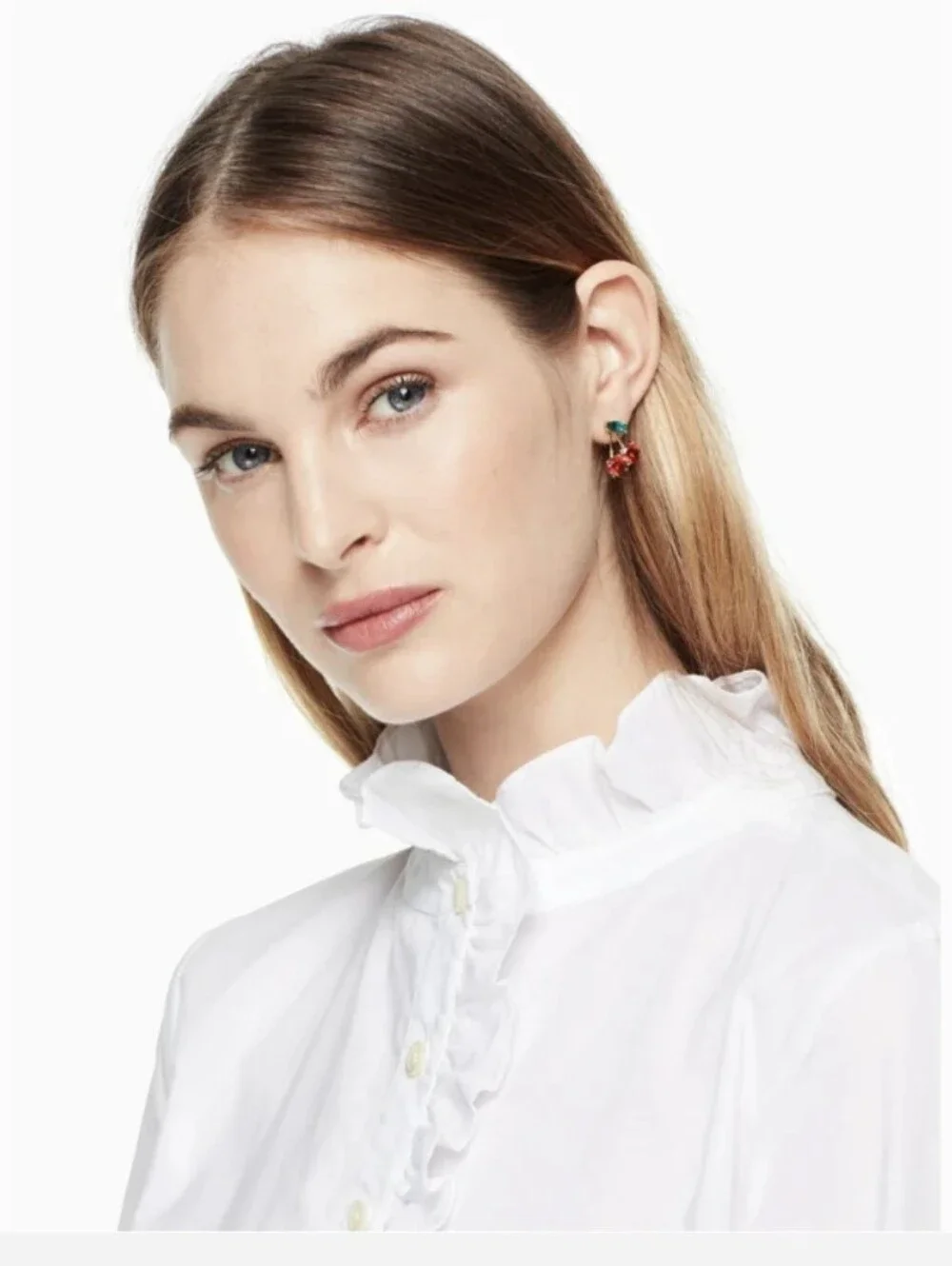NWT kate spade Ma Cherie 🍒 Crystal Stud Earrings with Red + Green crystals.